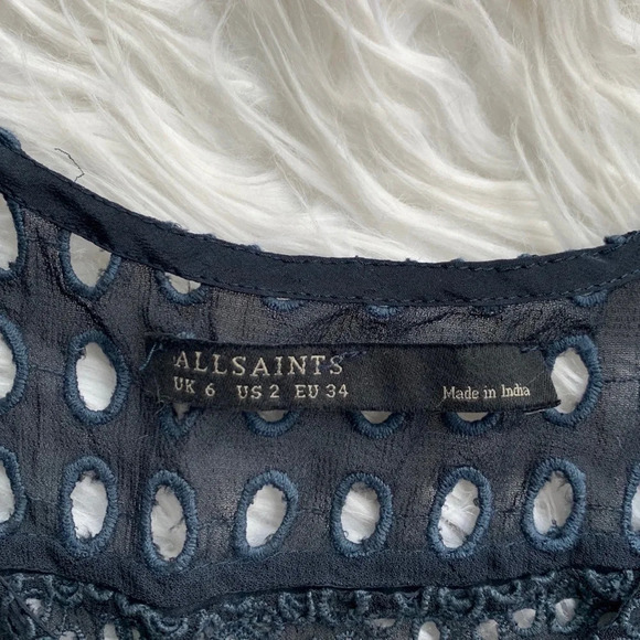 Allsaints Glesni Vest Embroidered Dress Ink Casual Women’s 2 - Picture 8 of 14